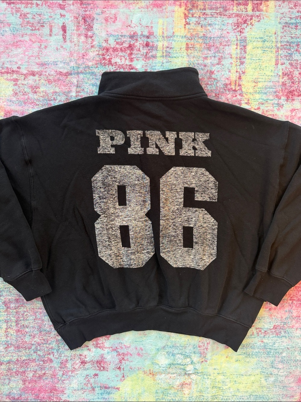 PINK Victoria's Secret Black Half-Zip Pullover with Front Pocket